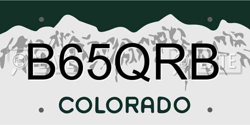 B65QRB Colorado License Plate