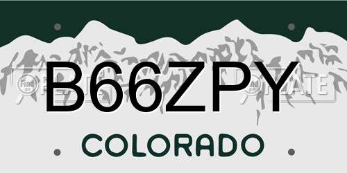 B66ZPY Colorado License Plate