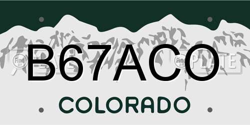 B67ACO Colorado License Plate