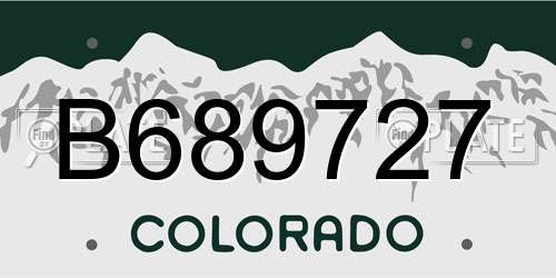 B689727 Colorado License Plate