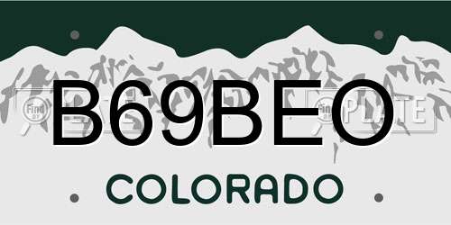 B69BEO Colorado License Plate