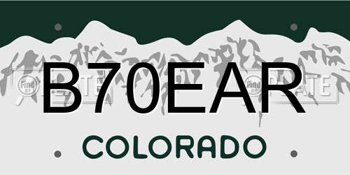 B70EAR Colorado License Plate