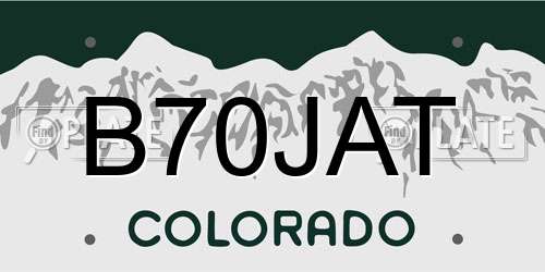 B70JAT Colorado License Plate