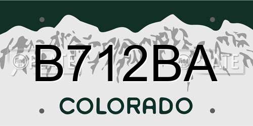 B712BA Colorado License Plate