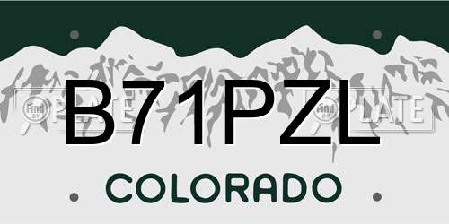 B71PZL Colorado License Plate