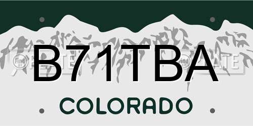 B71TBA Colorado License Plate