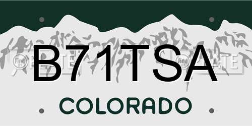 B71TSA Colorado License Plate