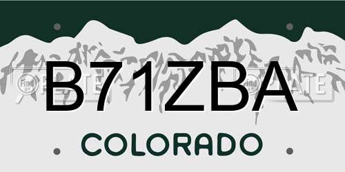 B71ZBA Colorado License Plate