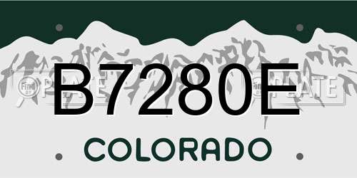 B7280E Colorado License Plate