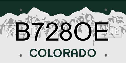 B728OE Colorado License Plate