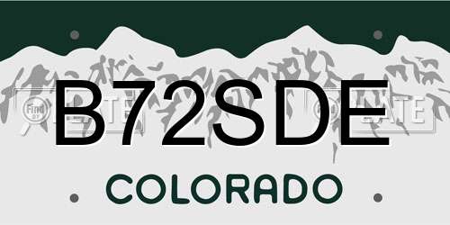 B72SDE Colorado License Plate