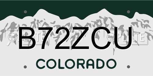 B72ZCU Colorado License Plate