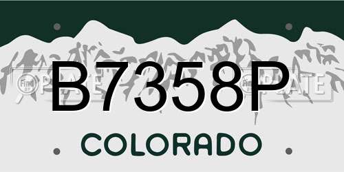 B7358P Colorado License Plate