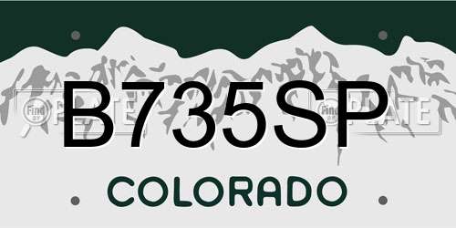 B735SP Colorado License Plate