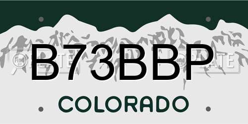 B73BBP Colorado License Plate