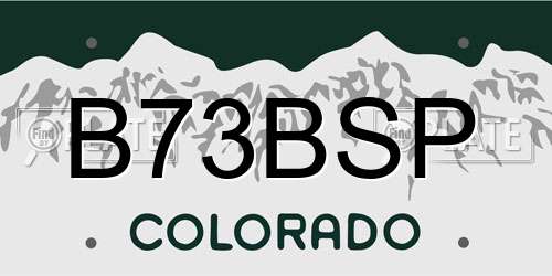 B73BSP Colorado License Plate