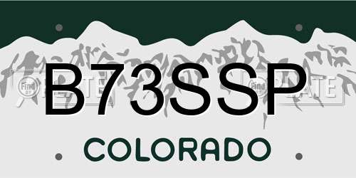 B73SSP Colorado License Plate