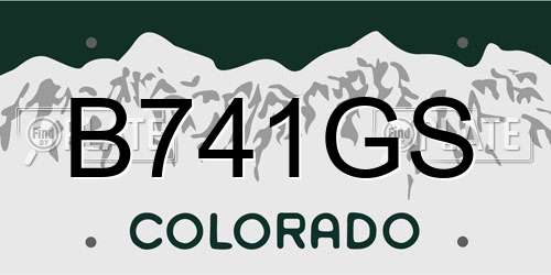 B741GS Colorado License Plate
