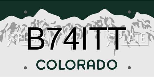 B74ITT Colorado License Plate