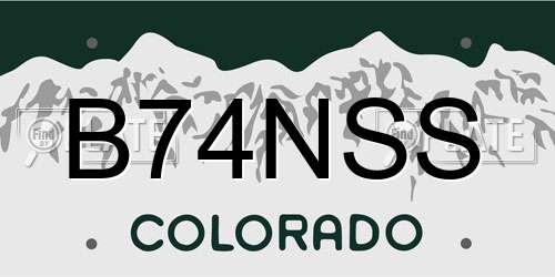B74NSS Colorado License Plate