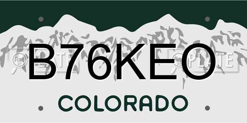 B76KEO Colorado License Plate