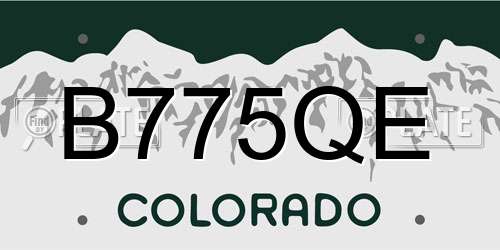 B775QE Colorado License Plate