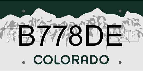 B778DE Colorado License Plate