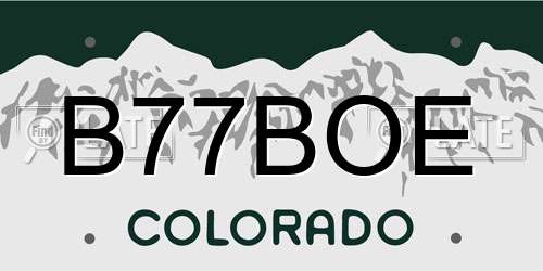B77BOE Colorado License Plate