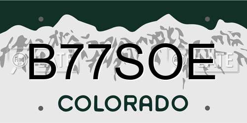 B77SOE Colorado License Plate
