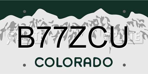 B77ZCU Colorado License Plate