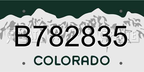B782835 Colorado License Plate