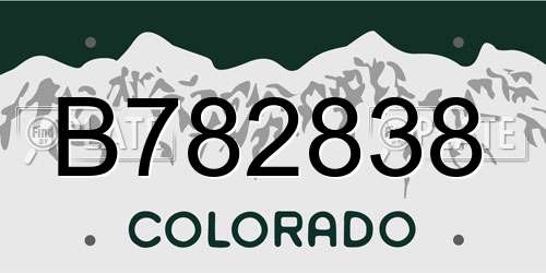 B782838 Colorado License Plate