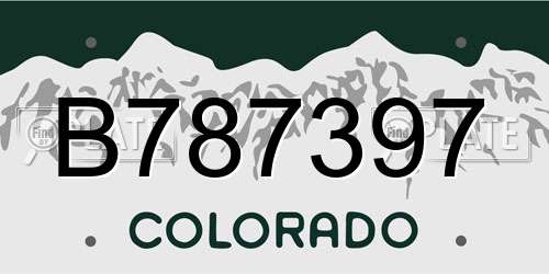 B787397 Colorado License Plate