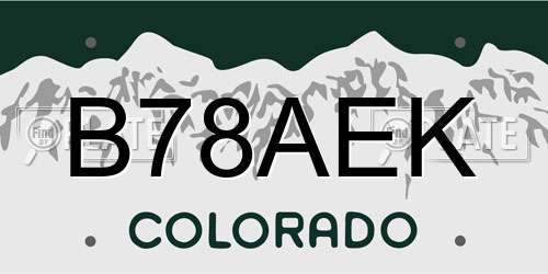 B78AEK Colorado License Plate