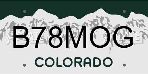 B78MOG Colorado License Plate