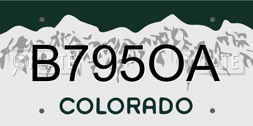 B795OA Colorado License Plate