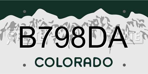 B798DA Colorado License Plate