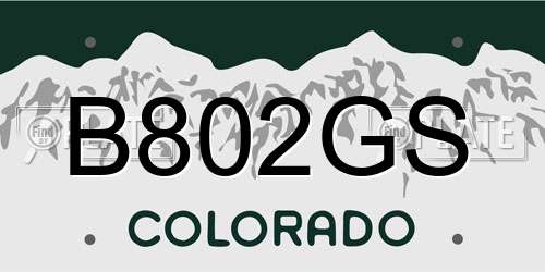 B802GS Colorado License Plate