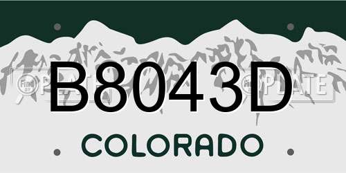 B8043D Colorado License Plate