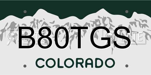 B80TGS Colorado License Plate