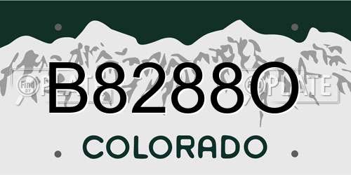 B8288O Colorado License Plate