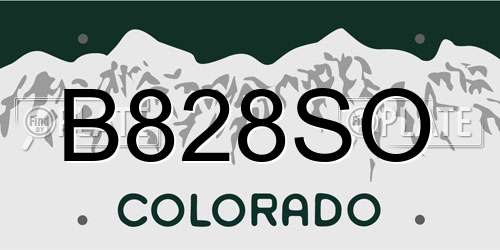 B828SO Colorado License Plate
