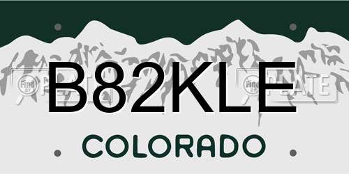 B82KLE Colorado License Plate