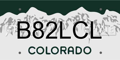 B82LCL Colorado License Plate