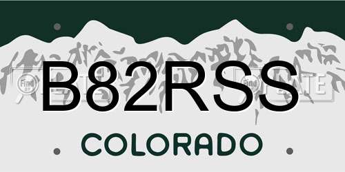 B82RSS Colorado License Plate