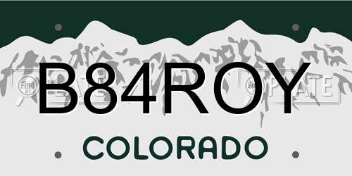 B84ROY Colorado License Plate