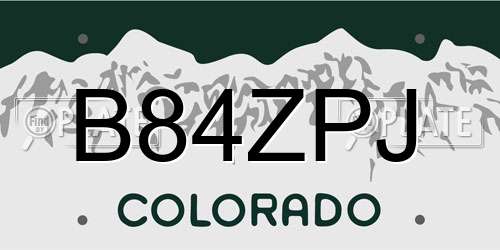 B84ZPJ Colorado License Plate