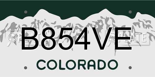 B854VE Colorado License Plate