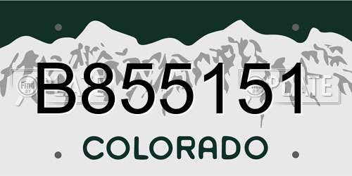 B855151 Colorado License Plate