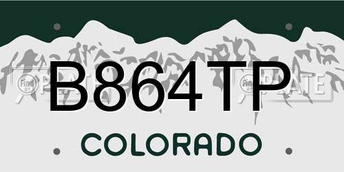 B864TP Colorado License Plate